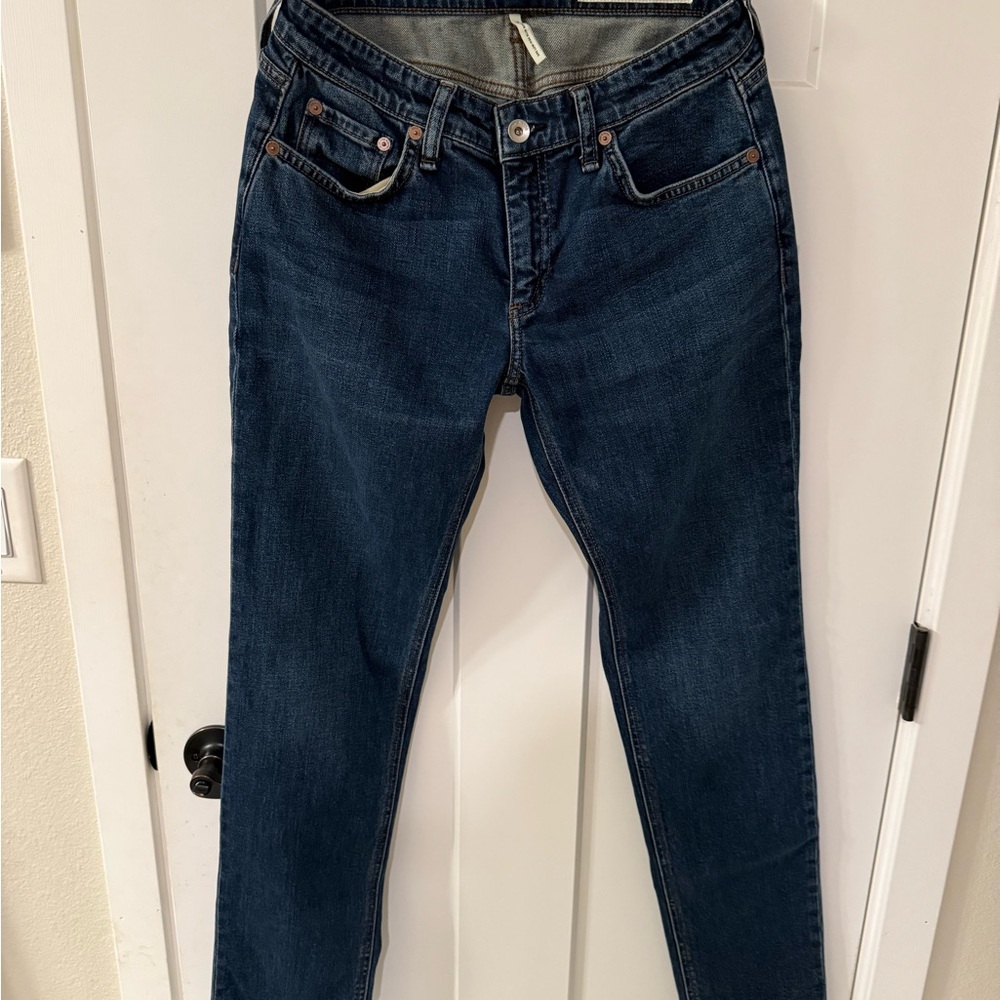 Rag & Bone Women’s Denim Jeans. Low-rise Slim Boyfriend fit. Size 24. Dark wash.